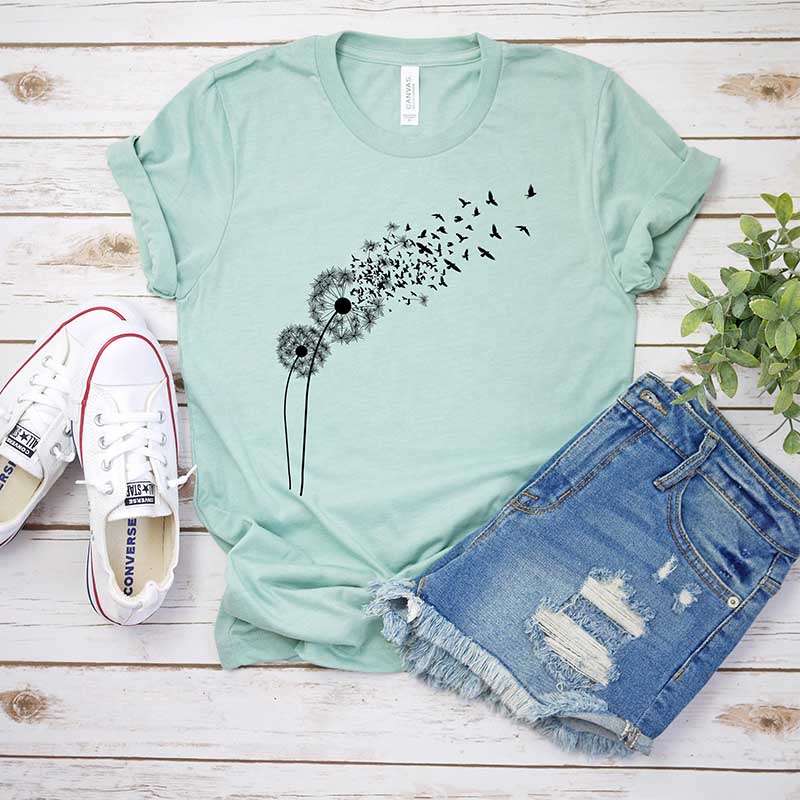 Dandelion Birds Graphic T-Shirt