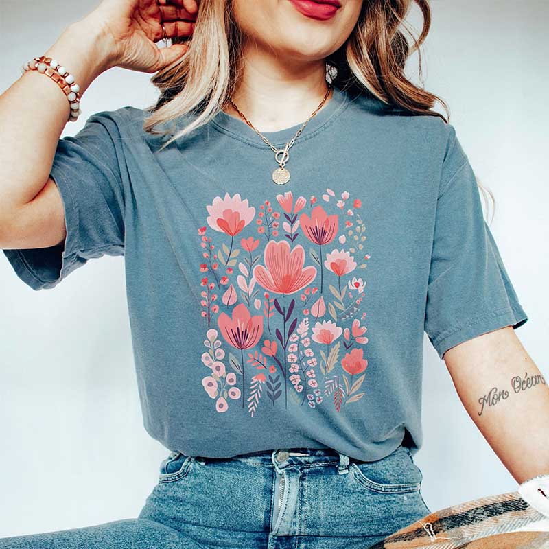 Cute Pink Valentine Wild Flower T-Shirt