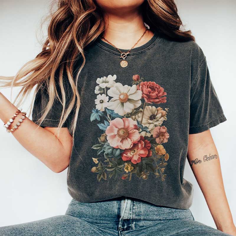 Retro Boho Wildflowers Summer Floral T-Shirt