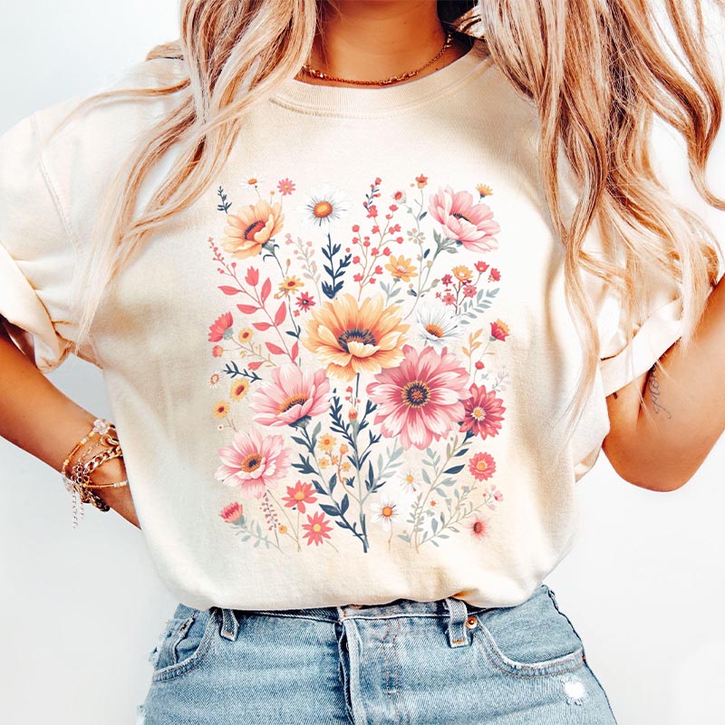 Pressed Flowers Vintage Wildflowers Mom T-Shirt