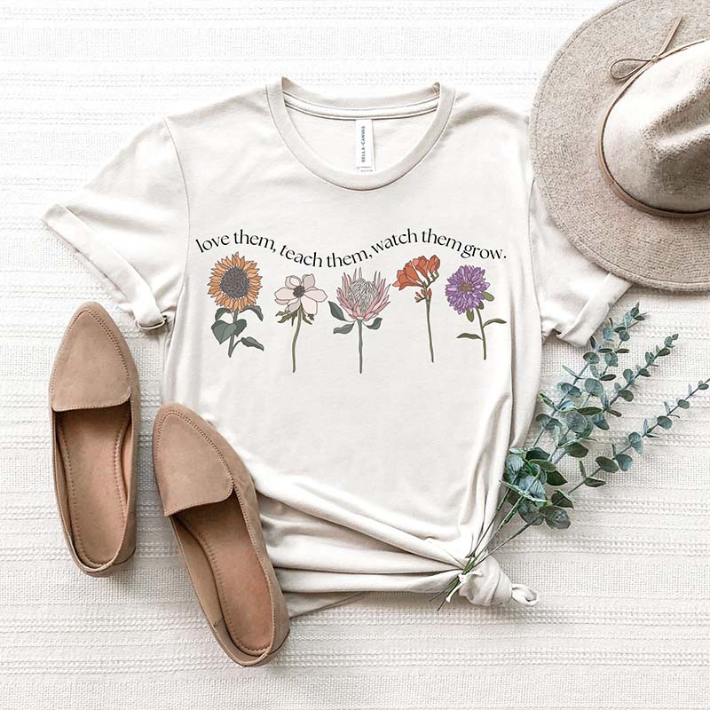 Wildflower Retro Team Teachers T-Shirt