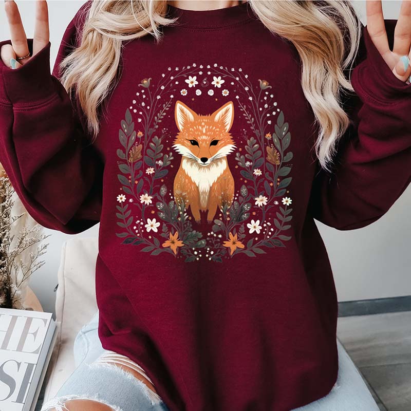 Cute Fox Cottagecore Forest Sweatshirt