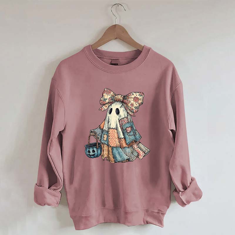 Retro Halloween Blue Denim Ghost Sweatshirt