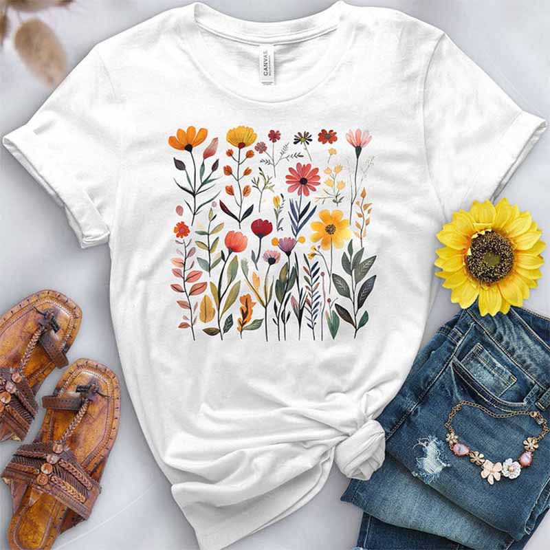 Floral Pink Flowers Printed T-Shirt