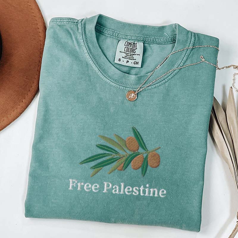 Free Palestine Gaza Olives Printed T-Shirt