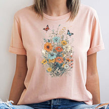 Daisy Butterfly Botanical Wildflowers T-Shirt