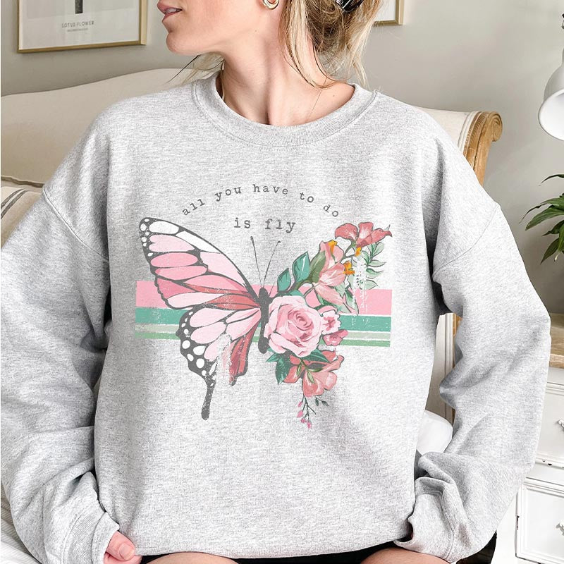 Positive Vibes Butterfly Flower Sweatshirt