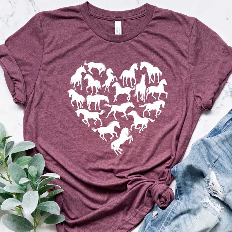 Horse Heart Silhouette Equestrian T-Shirt