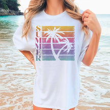 Reto Summer Palm Trees and sunset T-Shirt