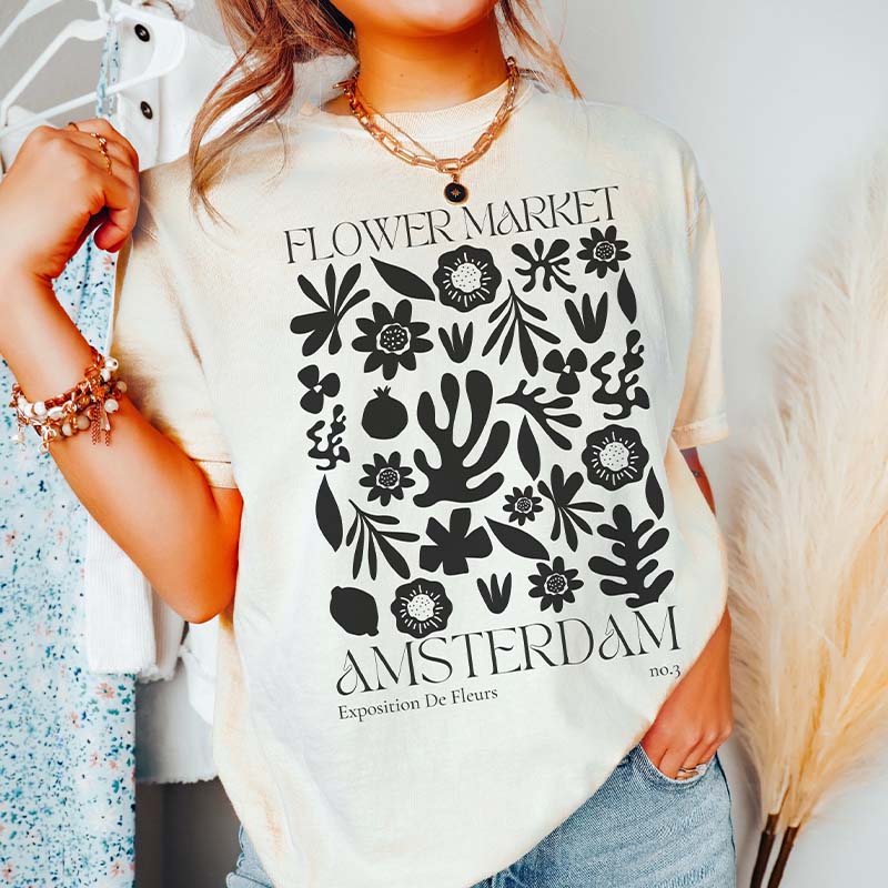 Flower Market Amsterdam Art Print T-Shirt