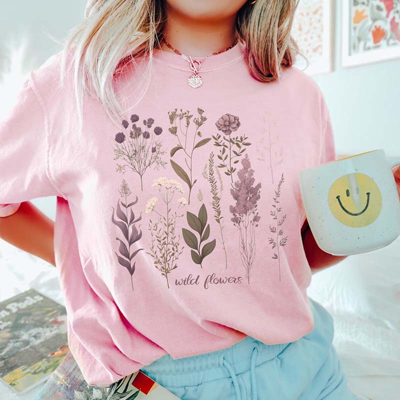 Pressed Flowers Floral Garden Nature T-Shirt