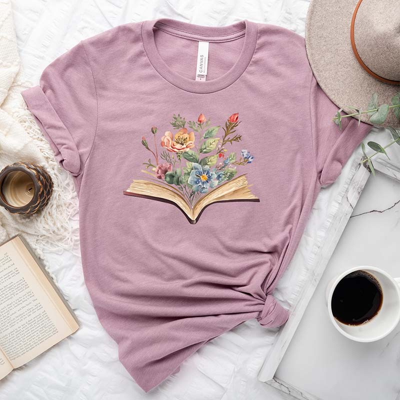 Watercolor Flowers Book T-Shirt