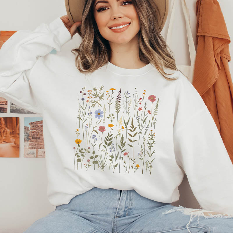 Dried Wildflower Boho Nature Sweatshirt