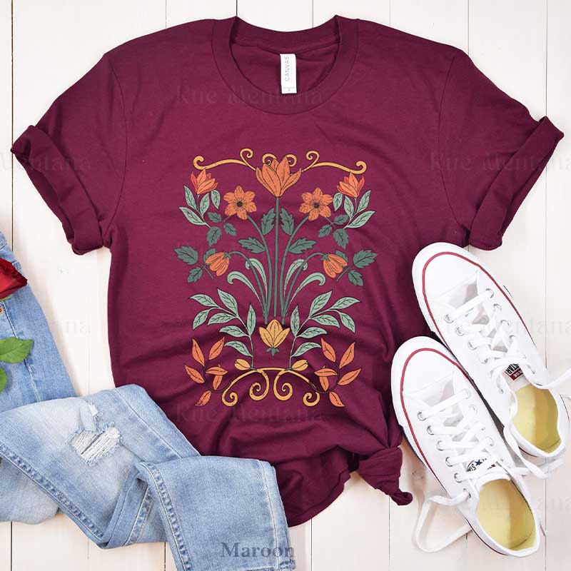 Boho Floral Art Nouveau Nature T-Shirt