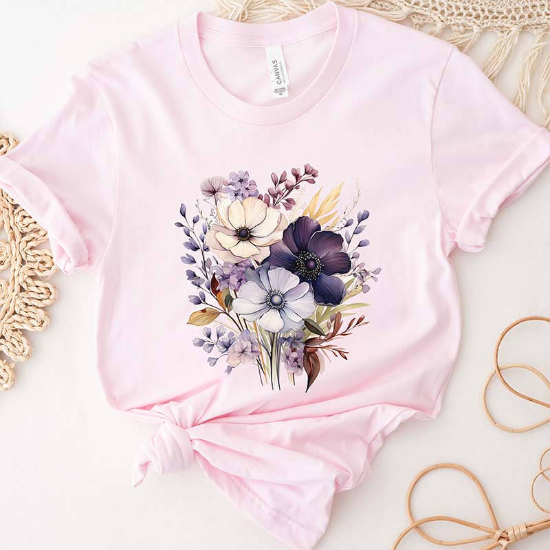 Springtime Watercolor Purple Wildflower Nature Lovers T-Shirt