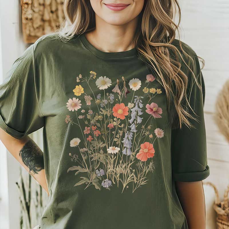Vintage Botanical British Wildflower T-Shirt