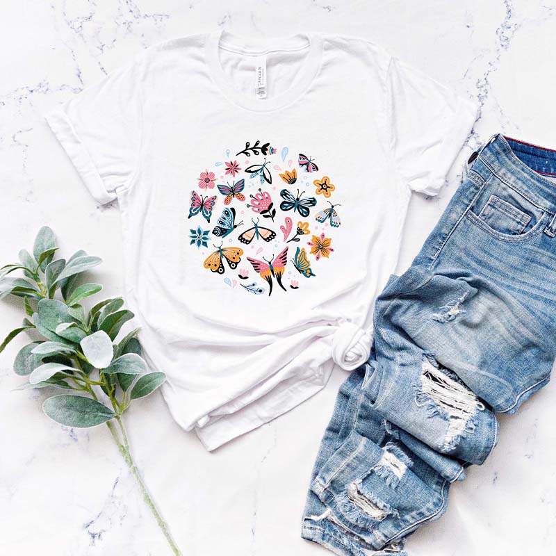 Flower Heart Best Friend Butterfly T-Shirt