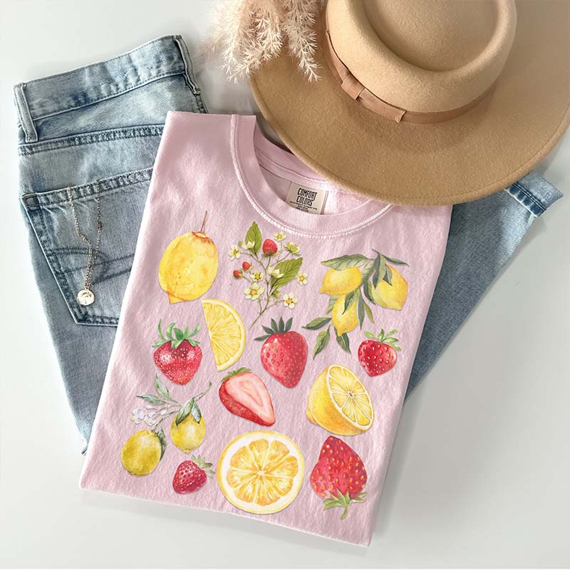 Lemon Strawberry Aesthetic Fruit T-Shirt