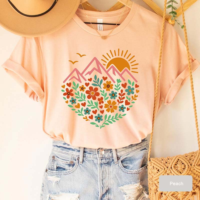 Floral Mountain Graphic Outdoor T-Shirt