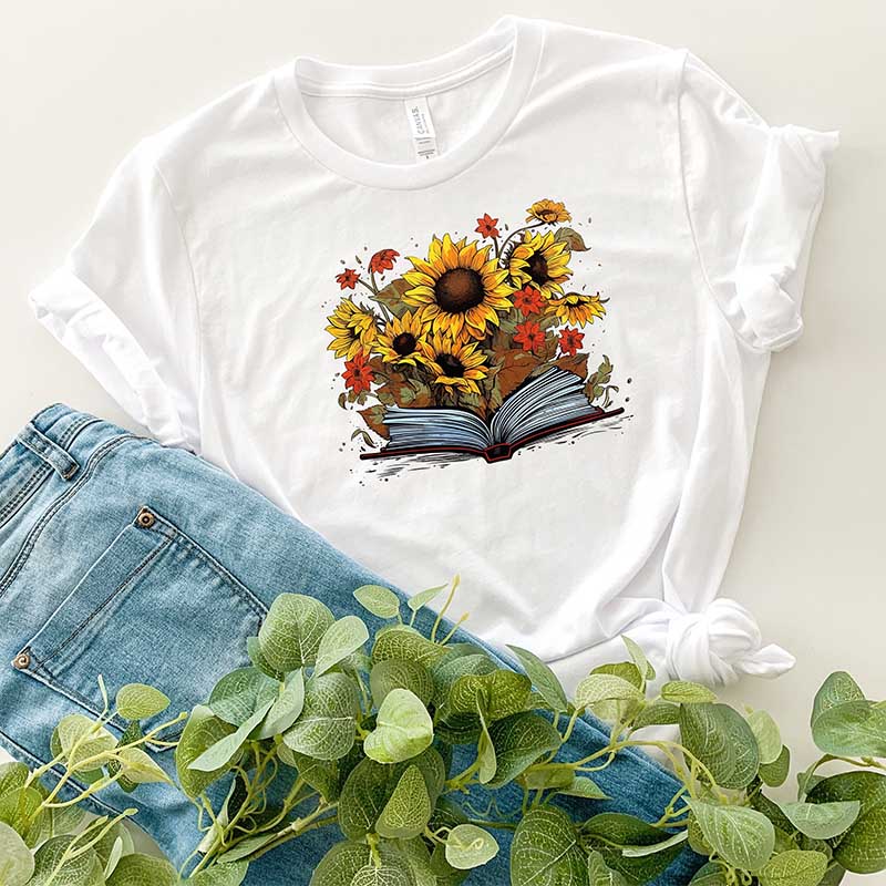 Reading Lover Sunflowers Book T-Shirt