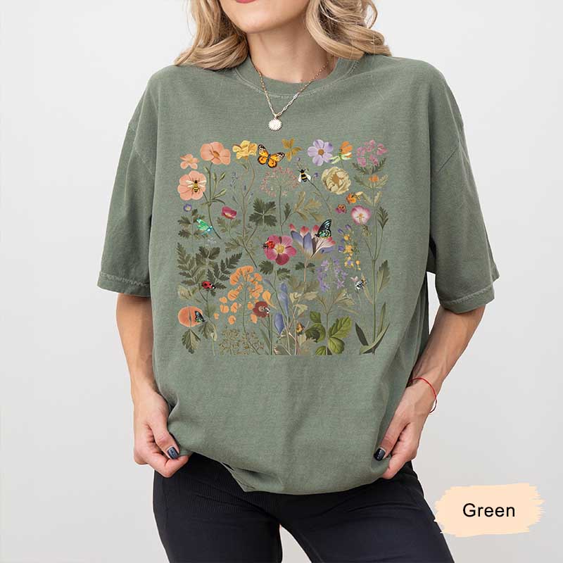 Cute Lady Gardener Floral T-Shirt