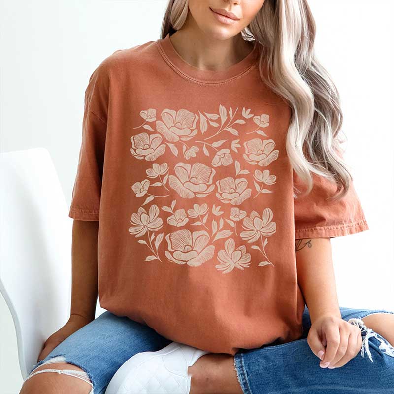Vintage Flower Graphic Boho Summer T-Shirt