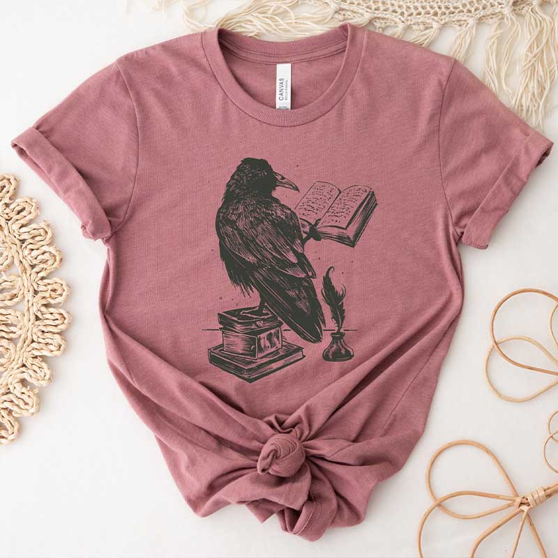 Raven Reading A Book T-Shirt