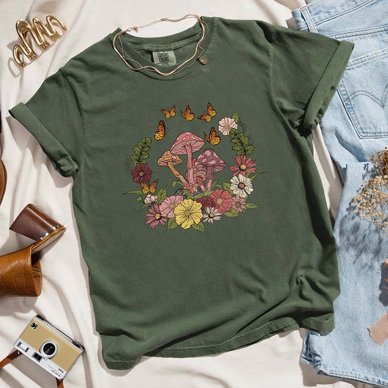 Mushroom Hippie Aesthetic Wildflower T-Shirt