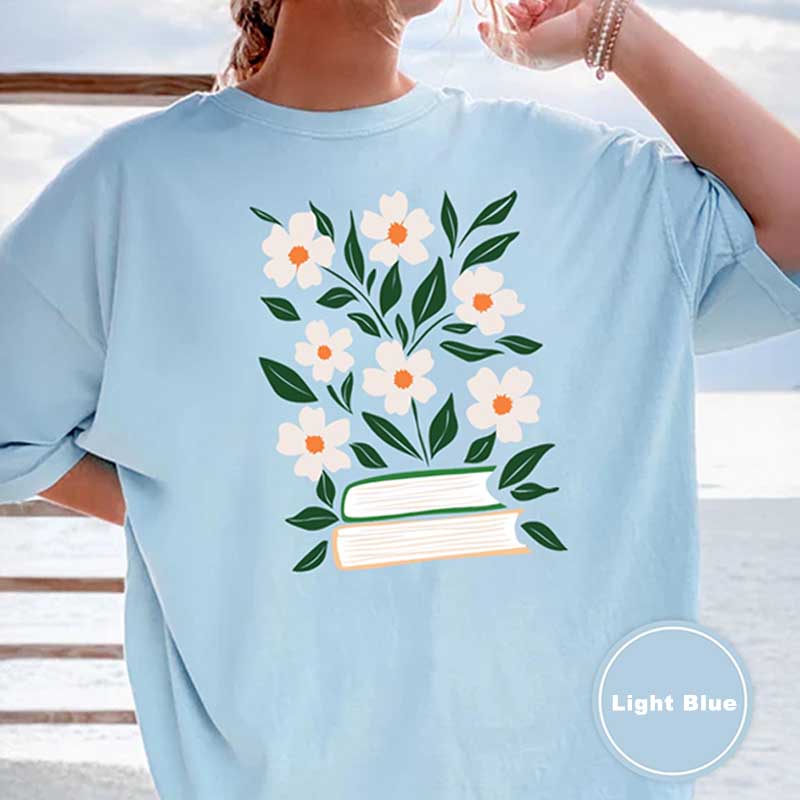 Boho Flower Book Comfort Colors Summer T-Shirt