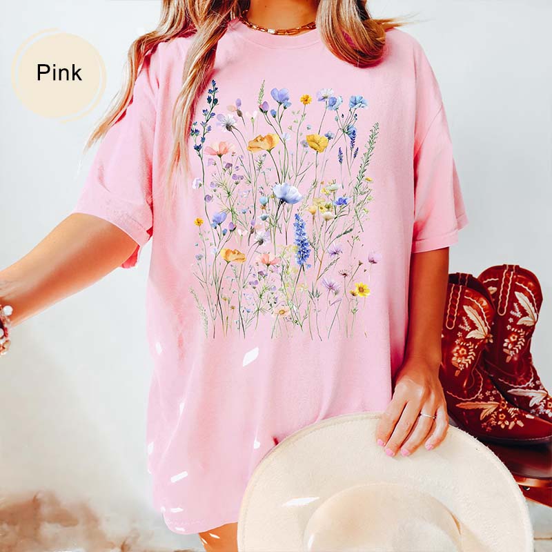 Vintage Boho Flowers Botanical Floral T-Shirt