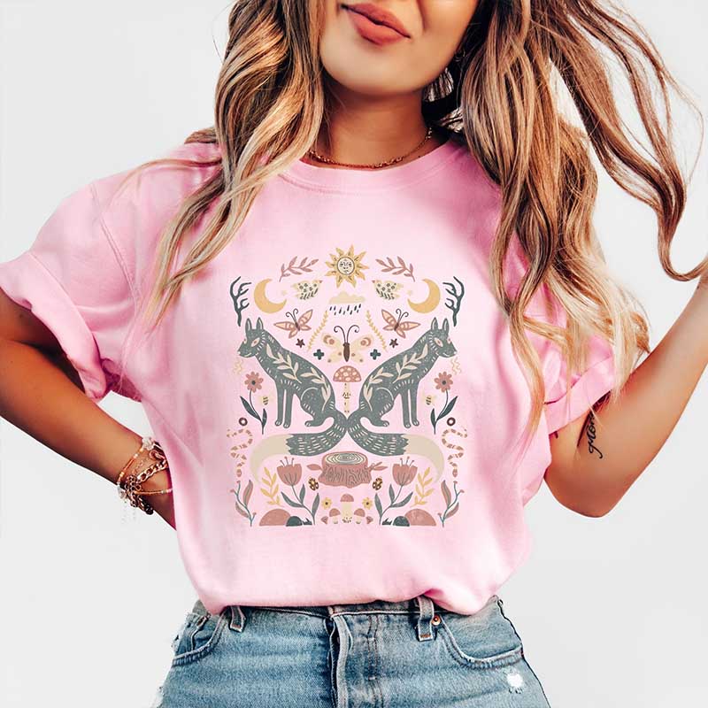 Swedish Folk Art Fox Scandinavian T-Shirt