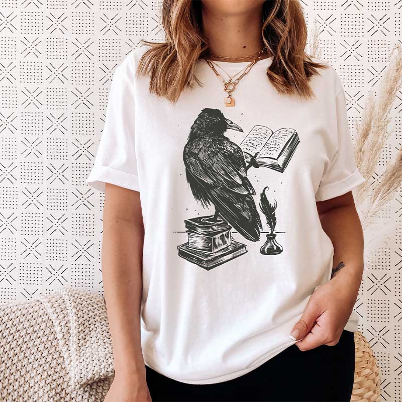 Raven Reading A Book T-Shirt