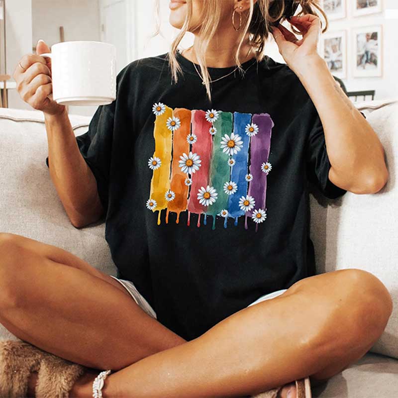 Rainbow Daisies Pride Month T-Shirt