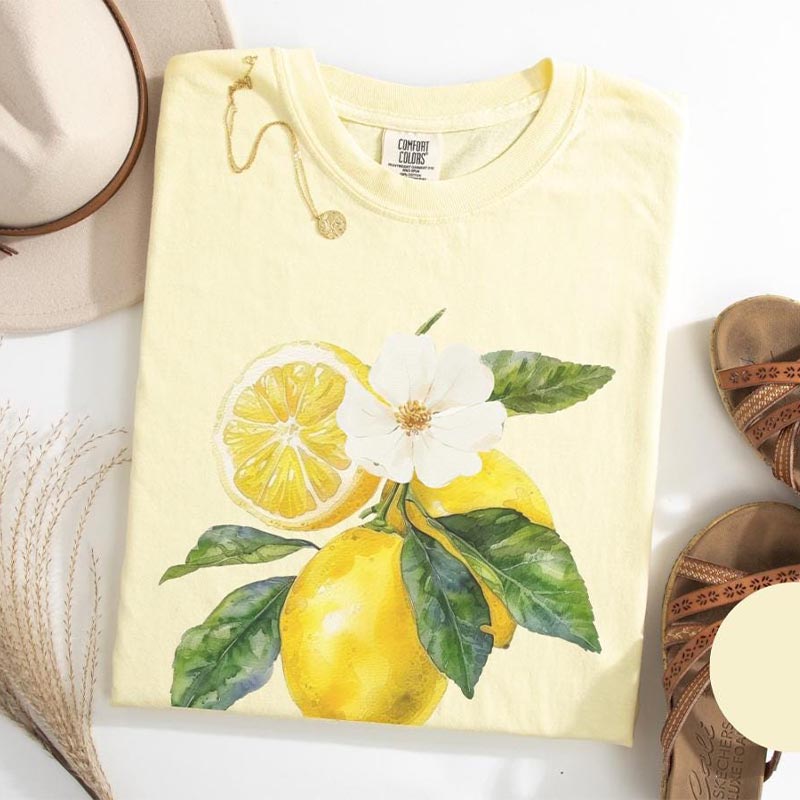Vintage Lemon Art Graphic Fruit T-Shirt