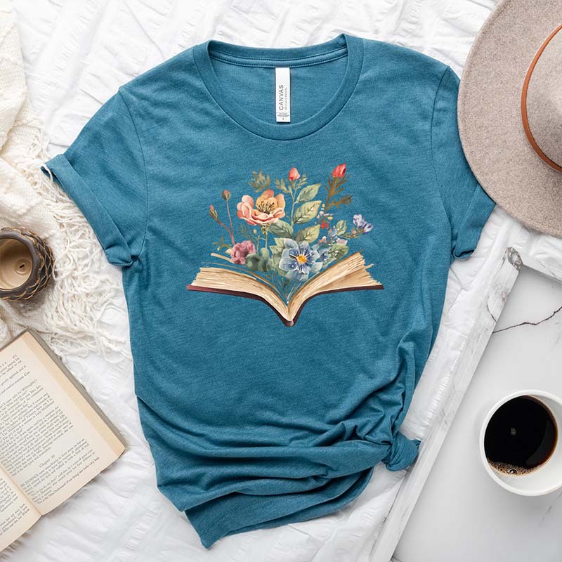 Watercolor Flowers Book T-Shirt