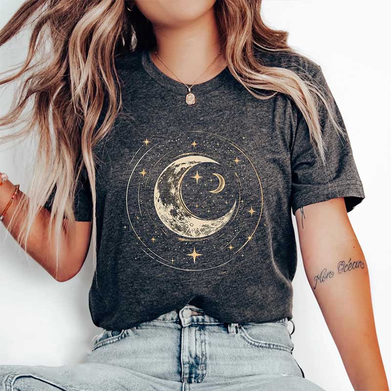 Crescent Moon And Stars Mystic Bohemian T-Shirt