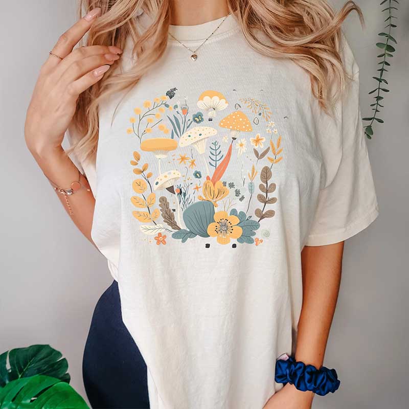Retro Mushroom Boho Hippie T-Shirt