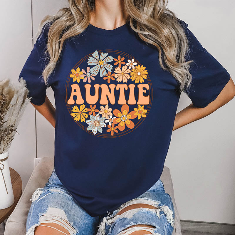 Floral Aunt Groovy Gift T-Shirt