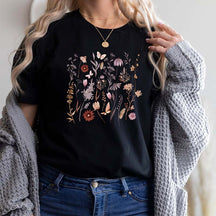 Pastel Floral Botanical Butterfly T-Shirt