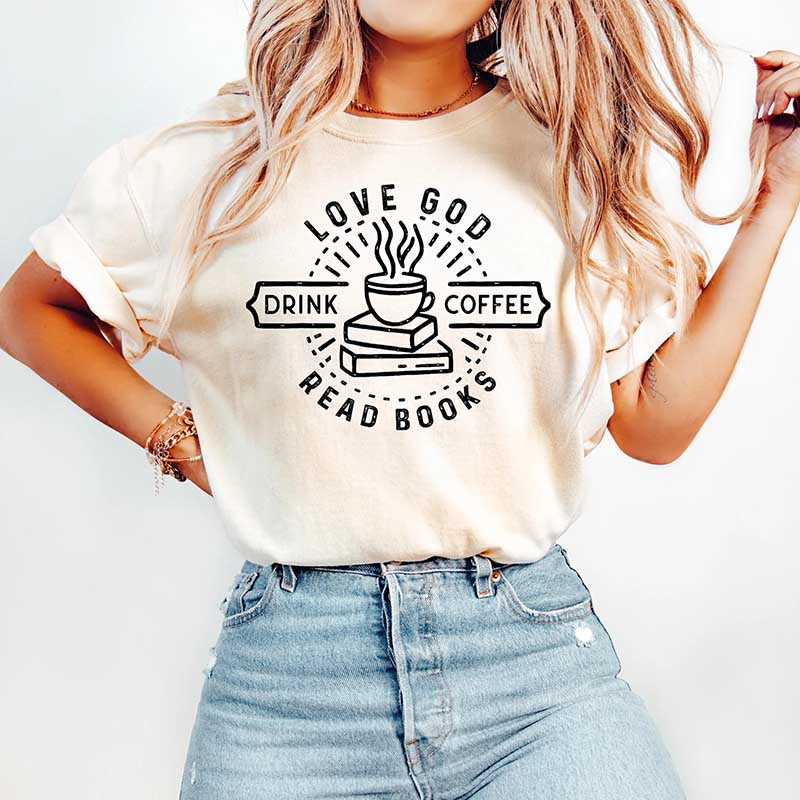 Love God Drink Coffee Read Books T-Shirt
