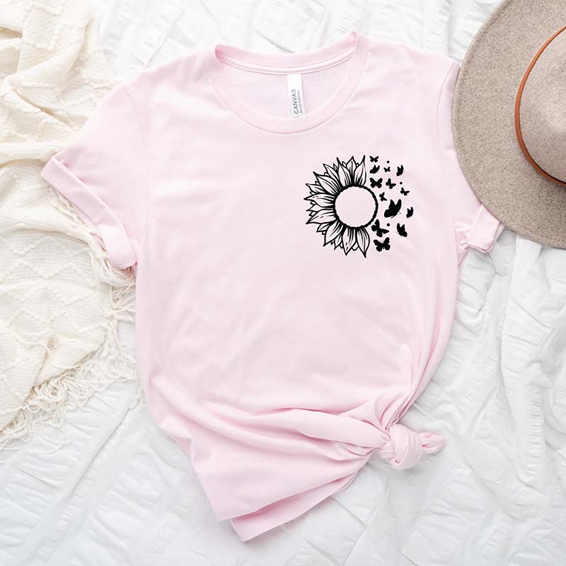 Pocket Size Sunflower Butterfly T-Shirt