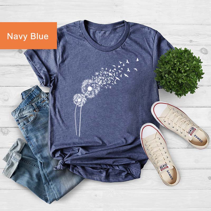 Dandelion Birds Graphic T-Shirt