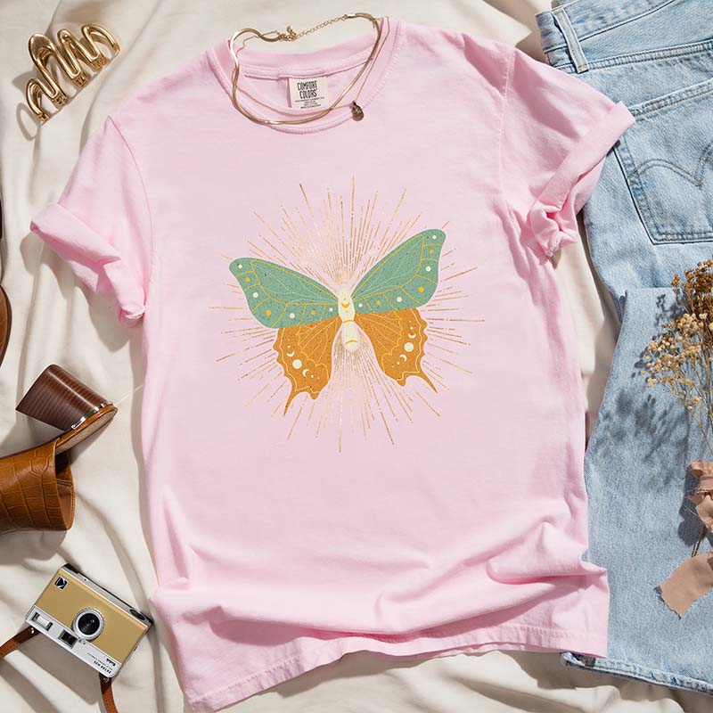 Boho Butterfly Vintage Aesthetic Moon T-Shirt
