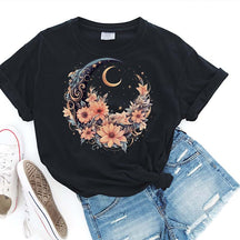 Mystical Boho Moon  Vintage Floral T-Shirt
