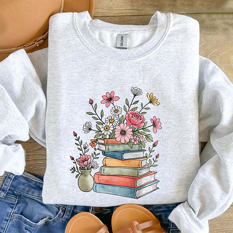 Floral Bookish Cute Librarian Teacher Sweatshirt