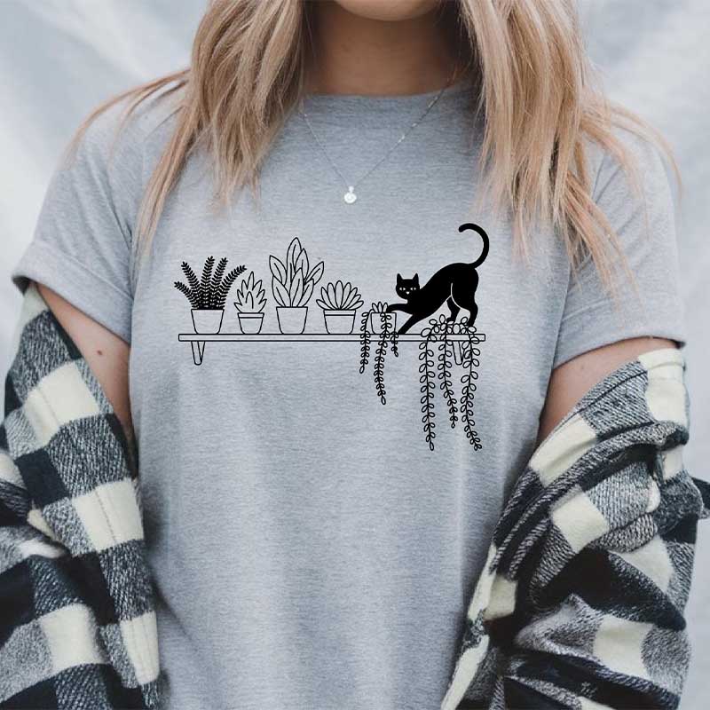 Cat Knocking Over Plants T-Shirt