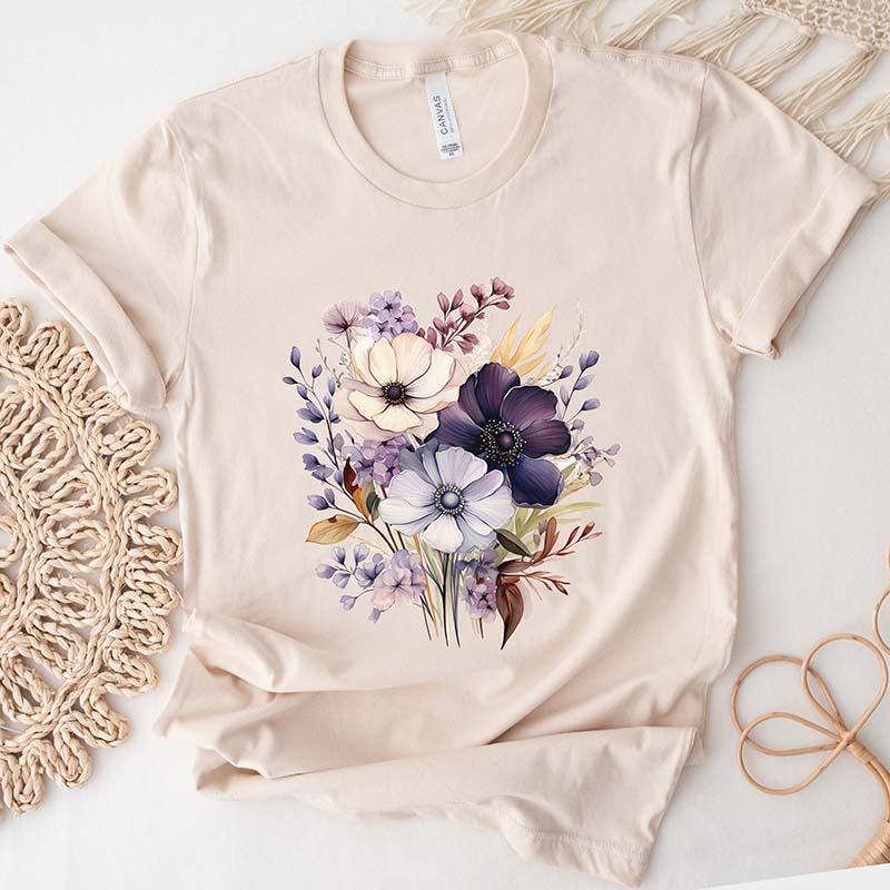 Springtime Watercolor Purple Wildflower Nature Lovers T-Shirt