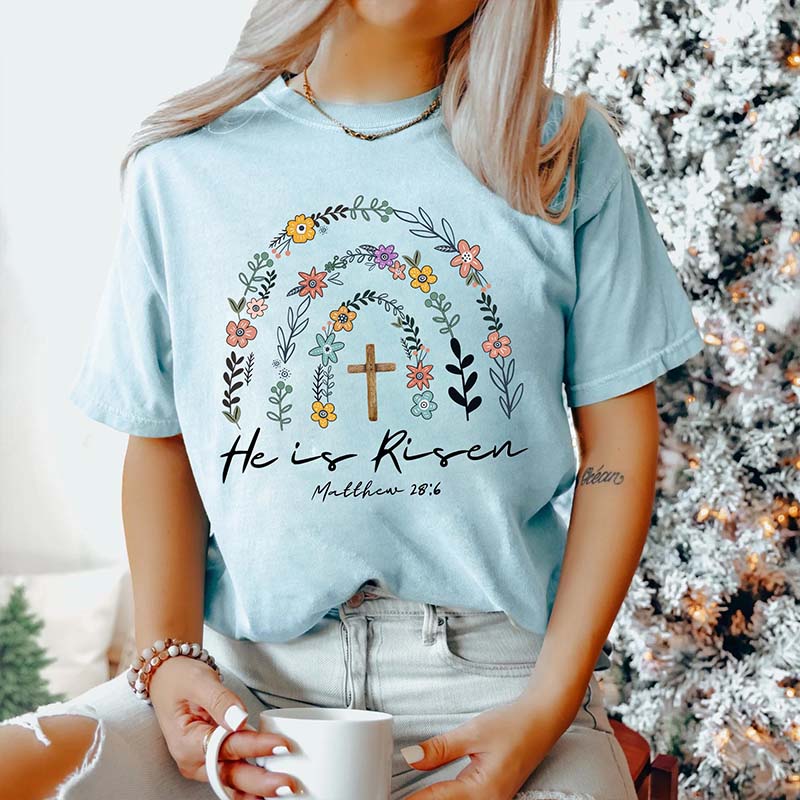 Wildflowers Easter He Is Risen T-Shirt