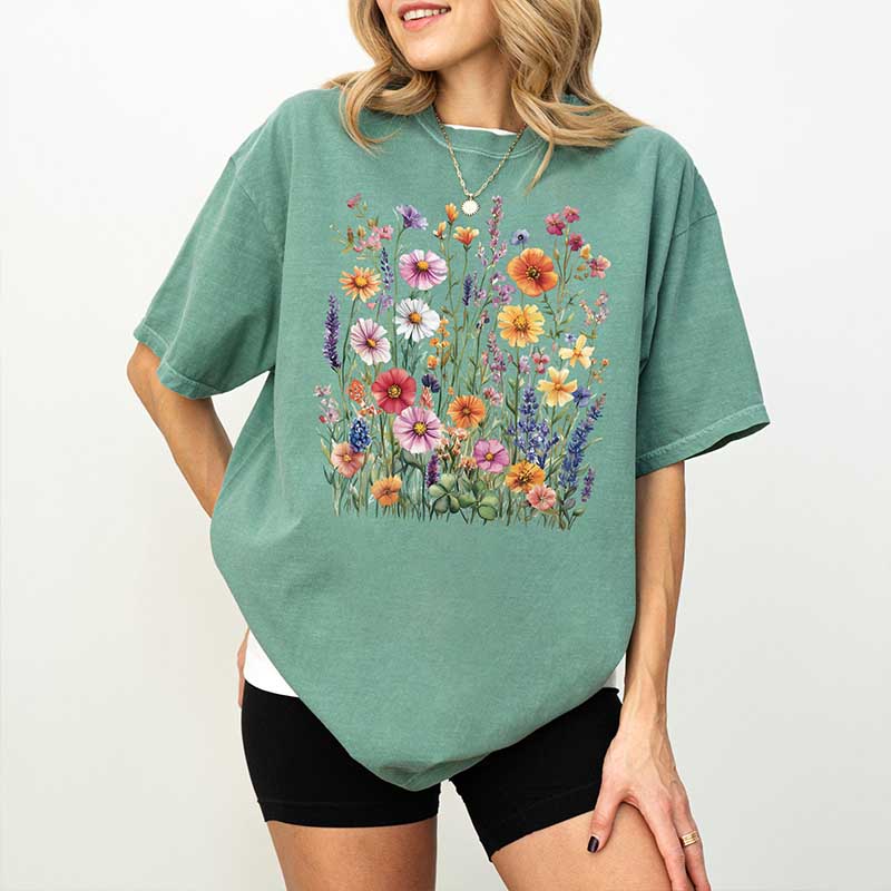 Vintage Pressed Purple Flowers T-Shirt