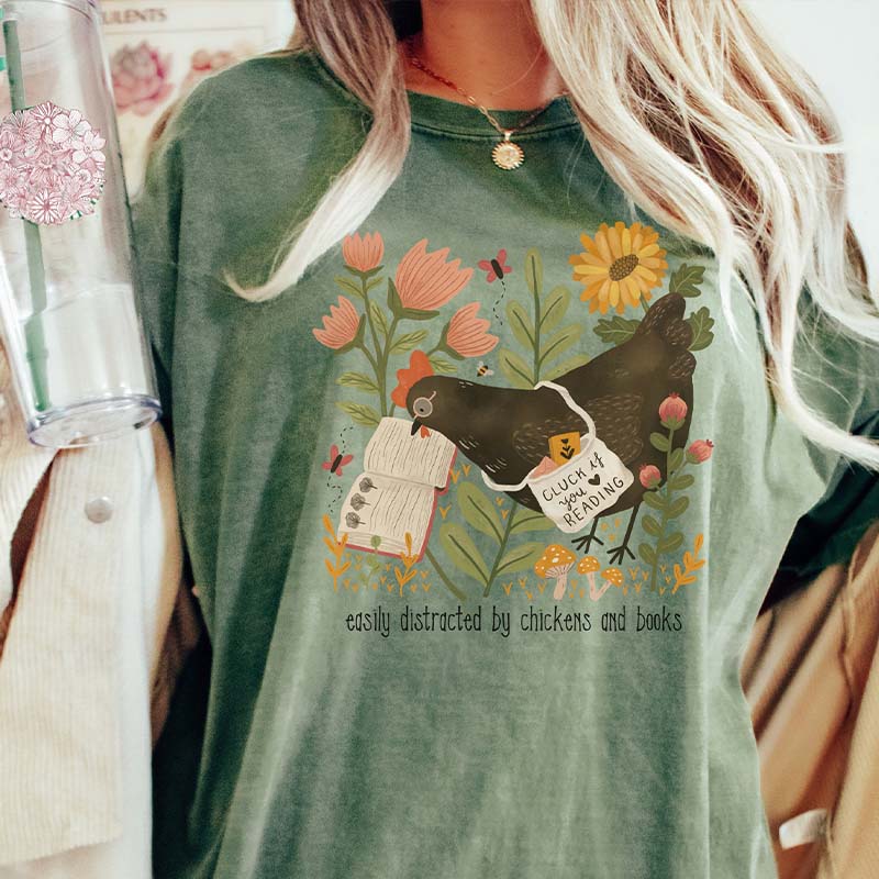 Chicken and Books Lover T-shirt